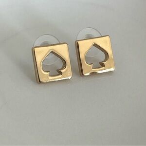 Kate Spade Gold Square Stud Earrings with Spade Hole Punch